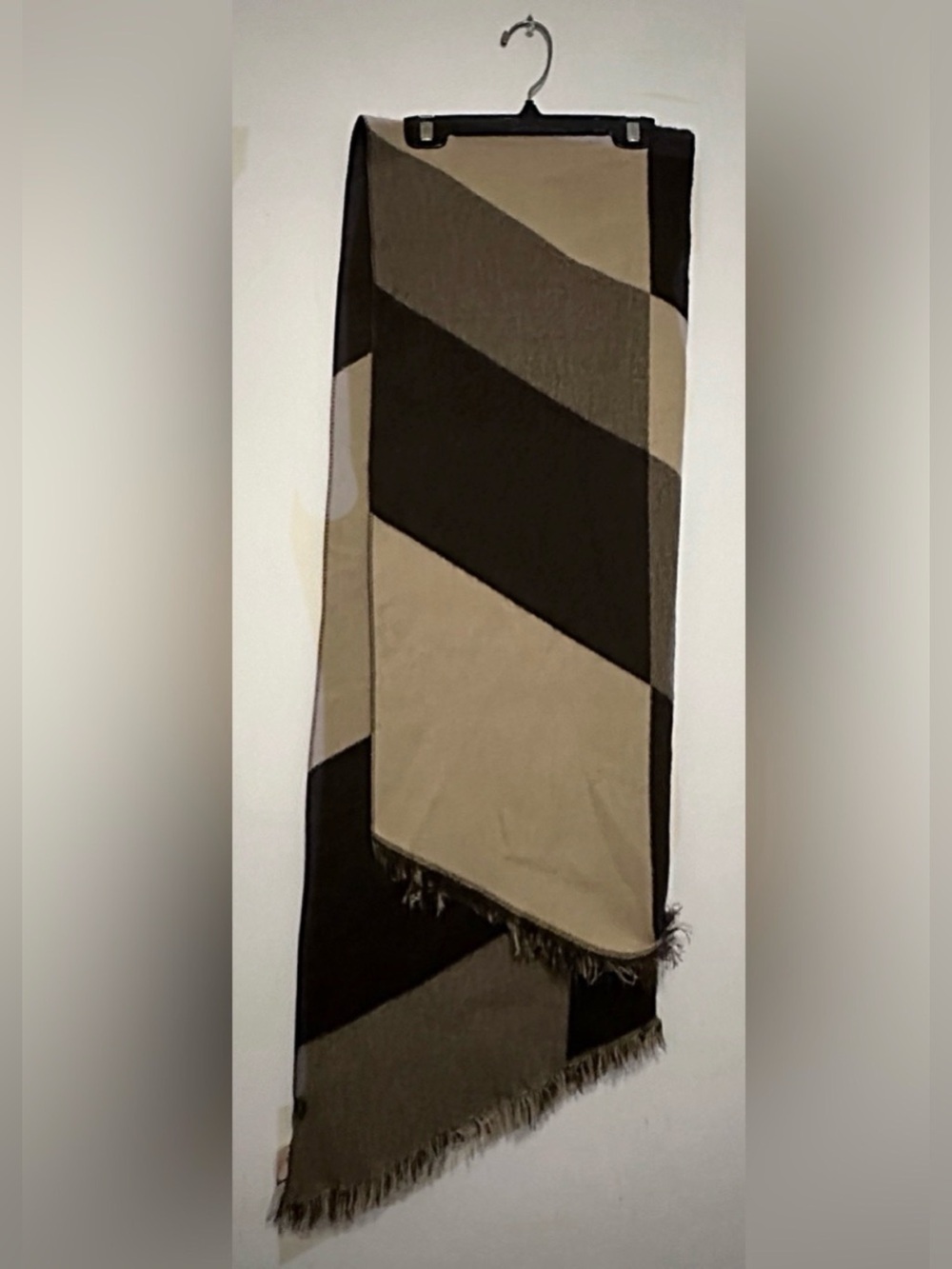 Men's Two-Tone Brown Fringed Scarf
